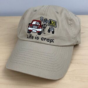 Life Is Crap Strapback Dad Hat Speeding Ticket Khaki Embroidered Logo Funny